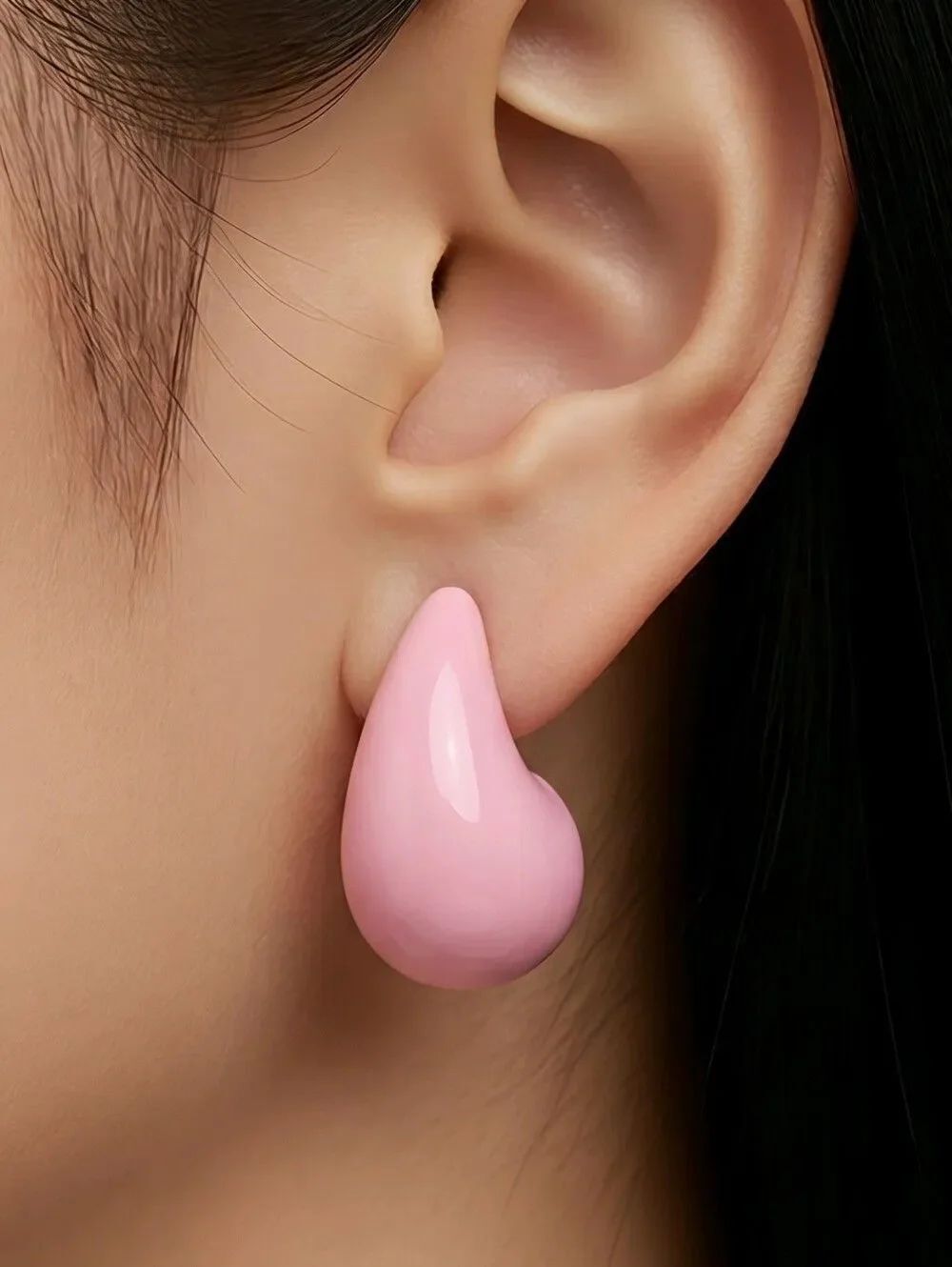 Blush Pink Sculptural Dome Stud Earrings Glossy Acrylic Modern Balletcore Y2K